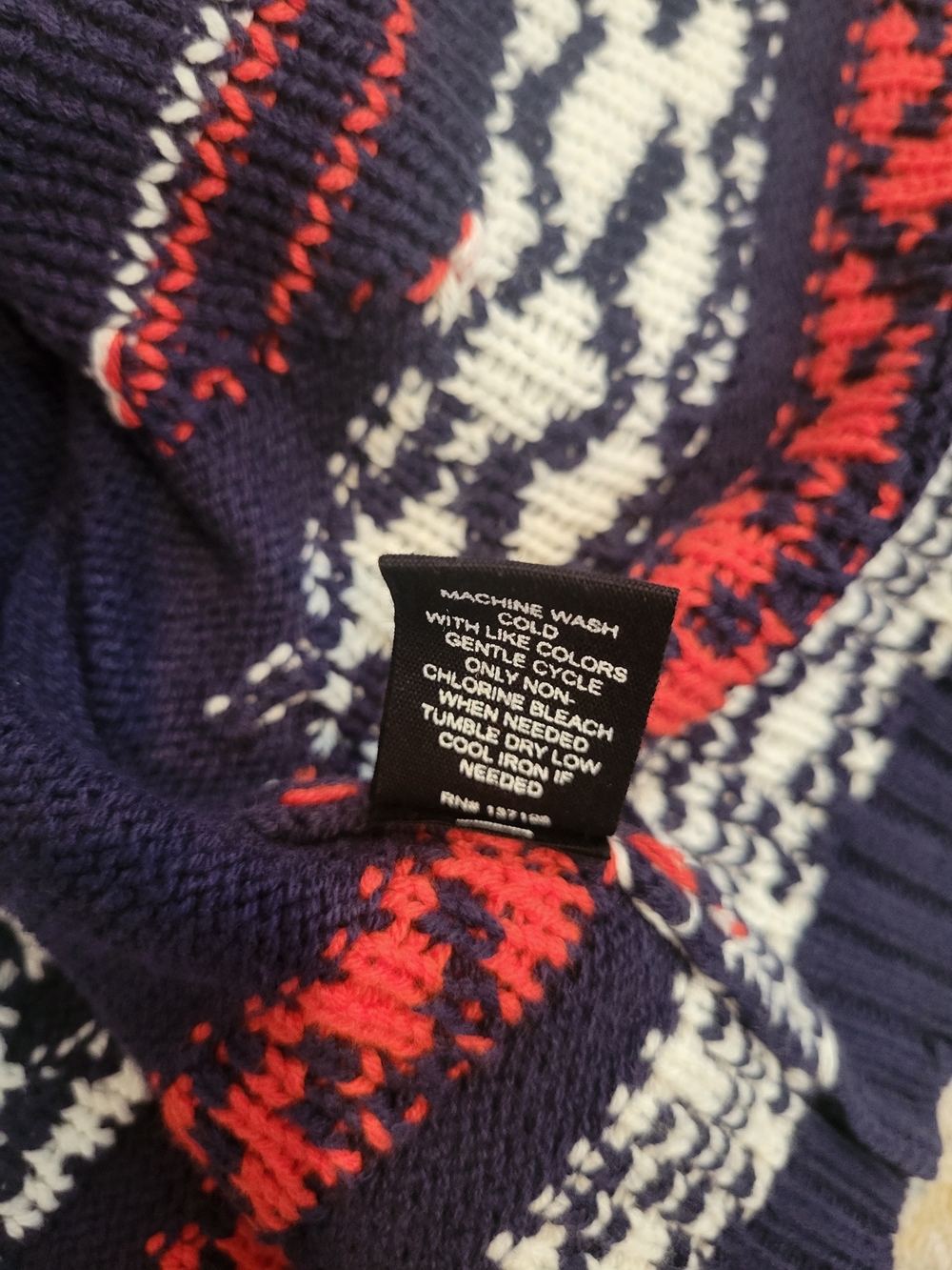 Marled Navy Blue Red White Nautical Cardigan Sweater NWT Medium - Picture 9 of 9